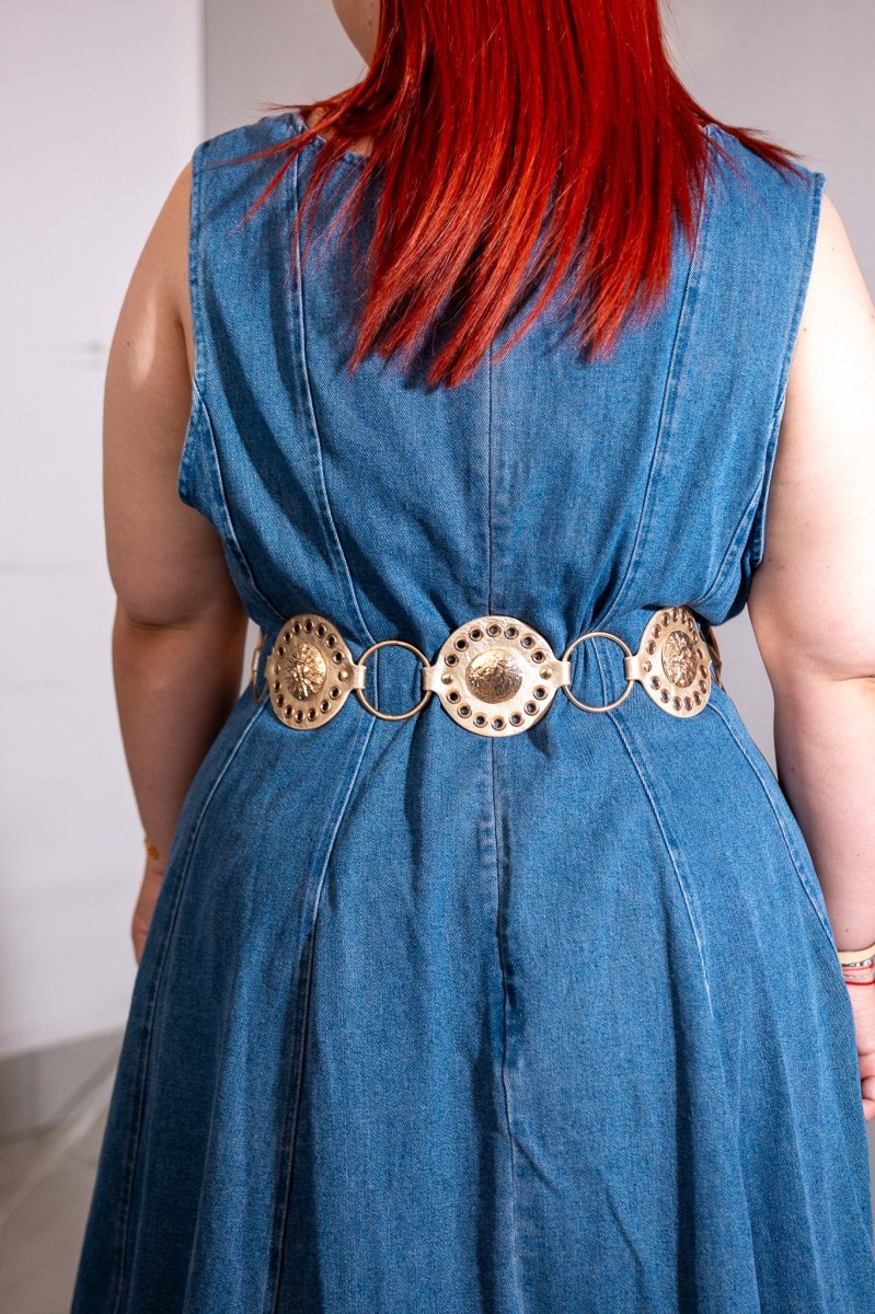 Maxi Vestido Curvy Denim Corte A Sweetheart - Imagen 5