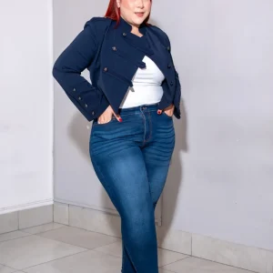 Jacket Curvy Estilo Militar Doble Botonadura Navy