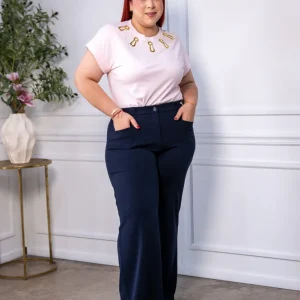 Blusa Curvy Rosa de Algodón con Herrajes Dorados
