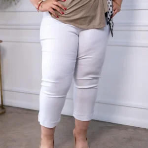 Pantalón Curvy Capri Liso Blanco Cómodo