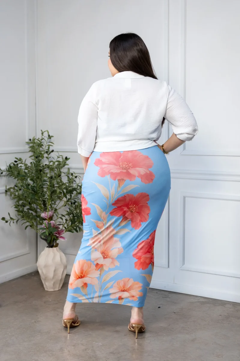 Camisa Curvy Lisa Manga 3/4 Blanco y Verde Versátil Oficina - Imagen 7