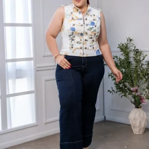 Jeans Curvy High Rise Crop Oscuros Cintura Alta Tobillo