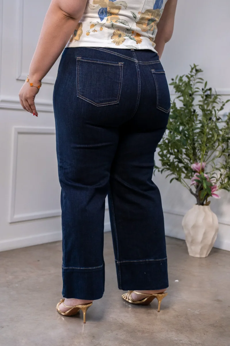 Jeans Curvy High Rise Crop Oscuros Cintura Alta Tobillo - Imagen 6