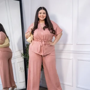Set Curvy Blusa Camisera + Pant Wide Zafari Rosa