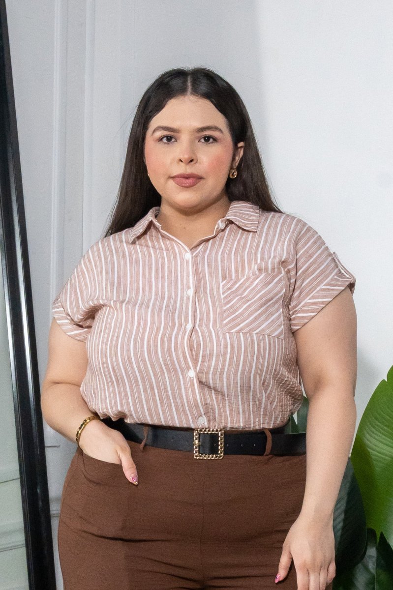 Camisa de Rayas Plus Size para Mujer - Imagen 6