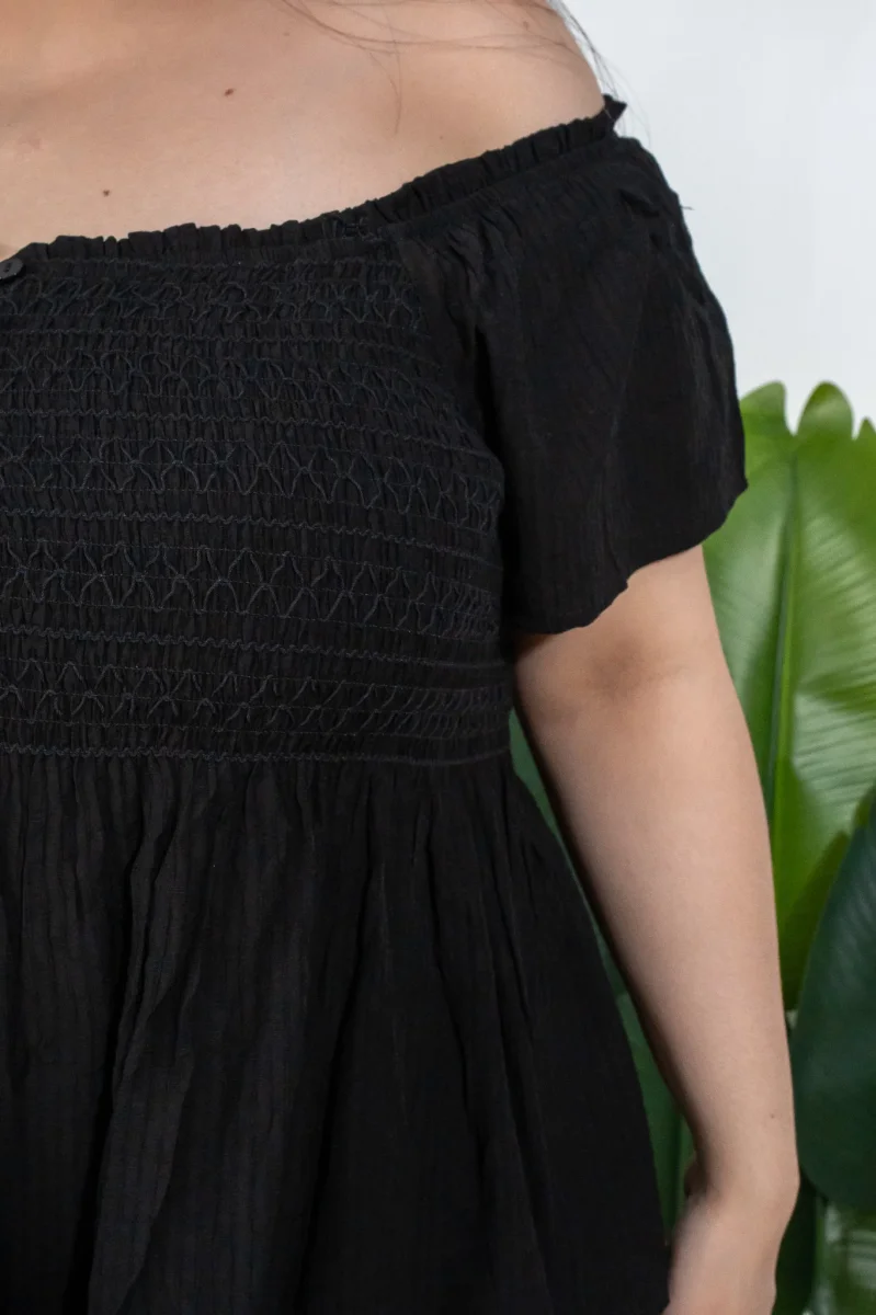 Blusa Curvy Off Shoulder Resorte Peplum Negra - Imagen 7
