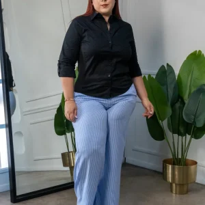 Camisa Curvy Lisa Stretch Manga Larga