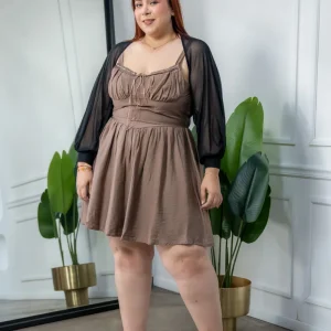 Vestido Corto Tirante Curvy Cafe