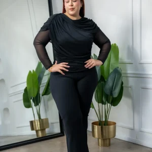 Blusa Mesh con Capas Curvy Negro