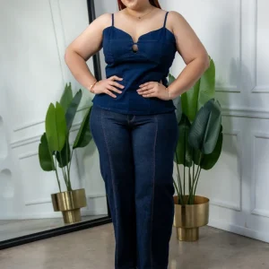 Blusa Tirantes Denim Curvy Oscuro