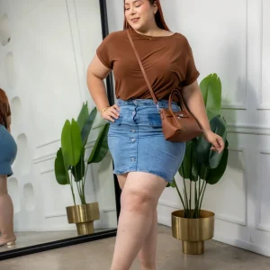 Falda Denim con Botones Curvy Claro