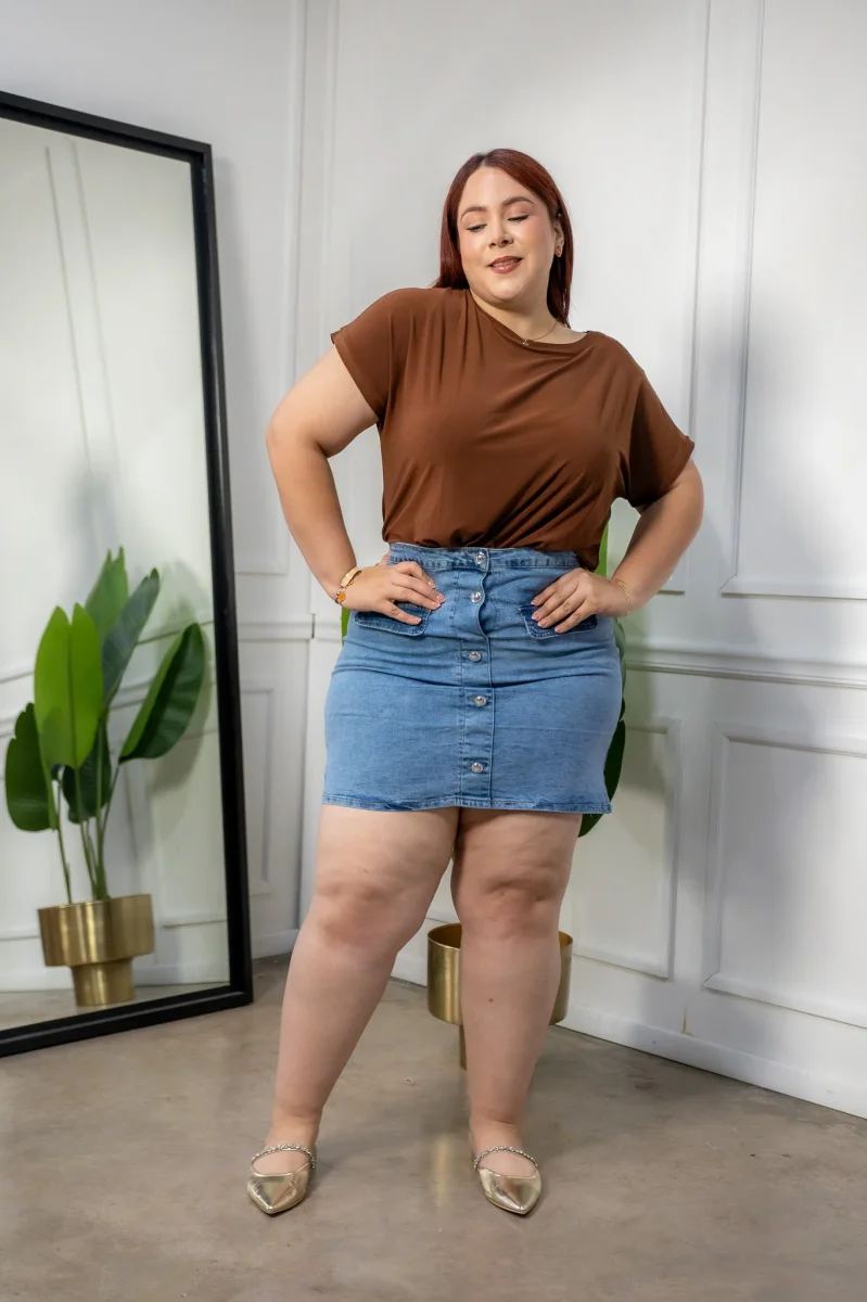 Falda Denim con Botones Curvy Claro - Imagen 4