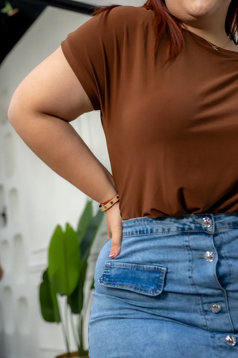 Falda Denim con Botones Curvy Claro - Imagen 7