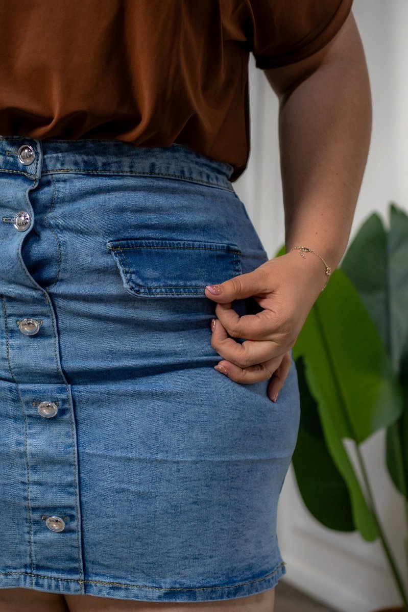 Falda Denim con Botones Curvy Claro - Imagen 9