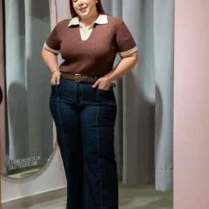 Jeans Wide Leg Linea Frontal Curvy Oscuro