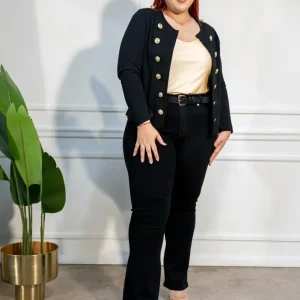 Jeans Curvy Campana Liso Negro