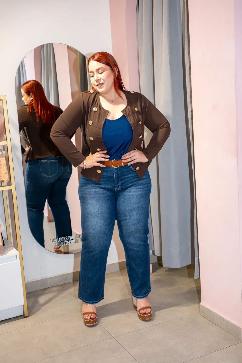 Jeans Curvy High Rise Wide Leg Liso Oscuro - Imagen 7