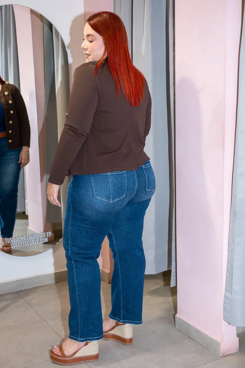 Jeans Curvy High Rise Wide Leg Liso Oscuro - Imagen 5
