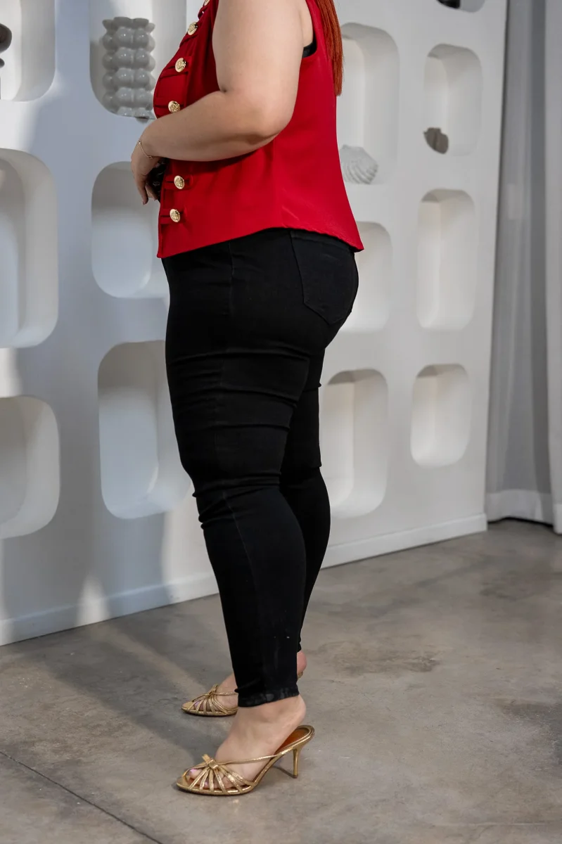 Jeans Skinny Curvy Negro Liso Ajuste Estiliza - Imagen 7