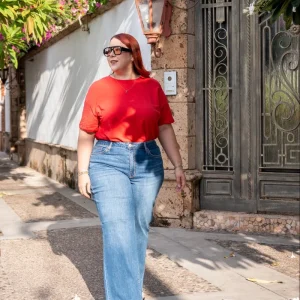 Jeans Recto Liso Curvy Oscuro