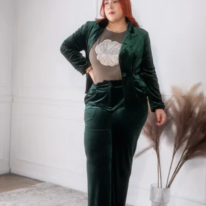 Set Curvy Pantalón Gamuza Verde Premium Look Statement