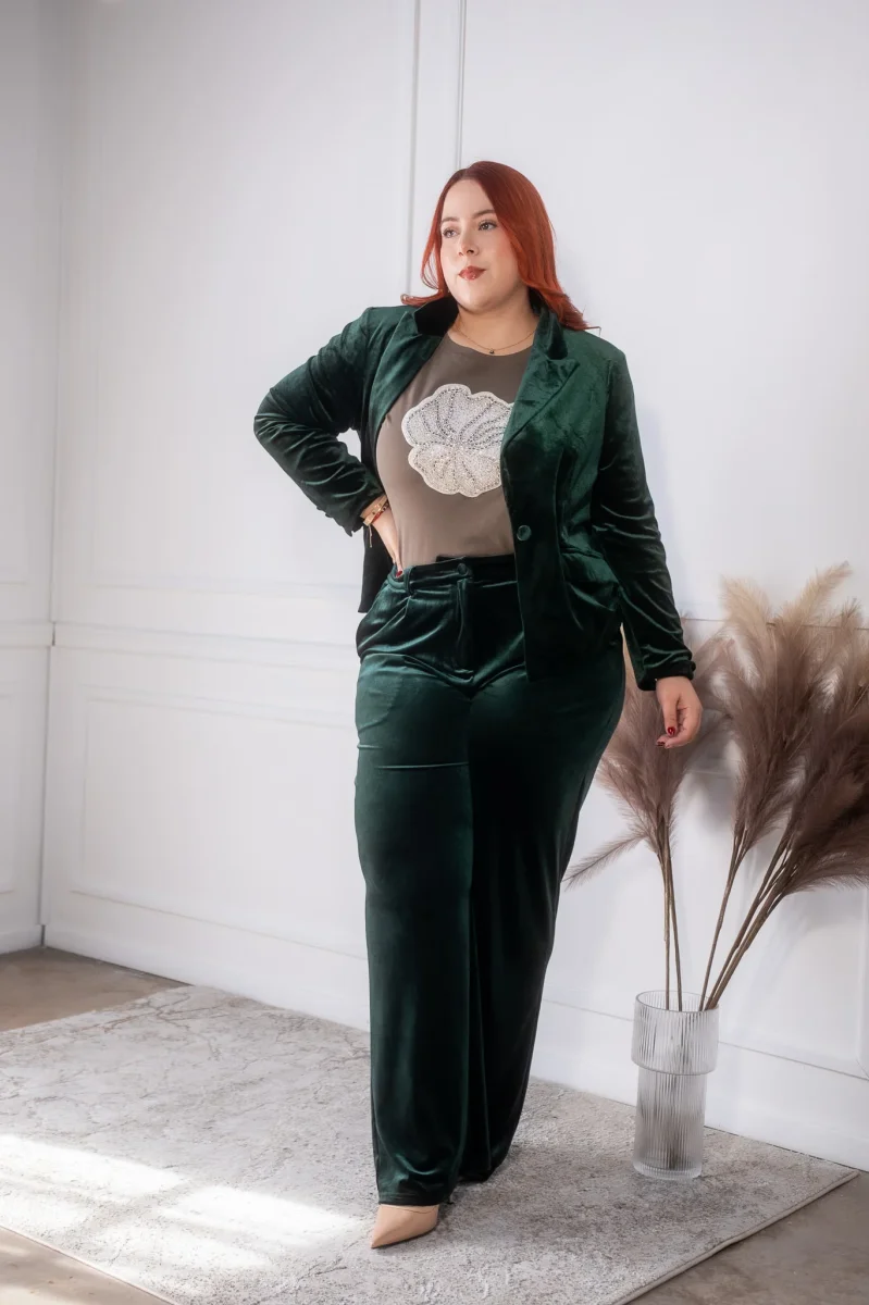 Set Curvy Pantalón Gamuza Verde Premium Look Statement