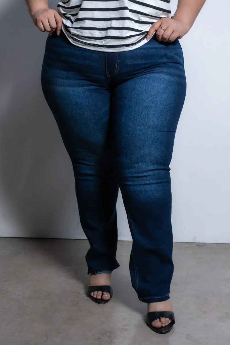 Jeans Recto Liso Tiro Alto Stretch | Talla Extra Plus Size - Imagen 6