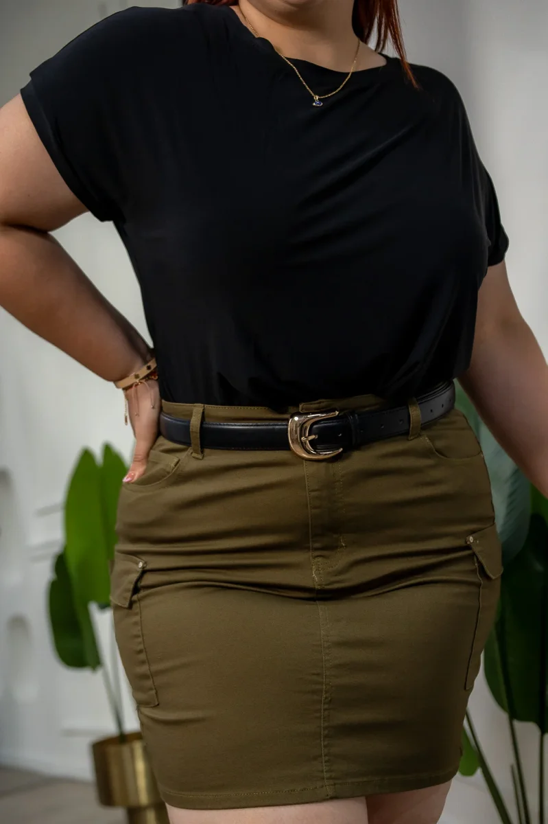 Falda Tipo Cargo Curvy Olivo - Imagen 4