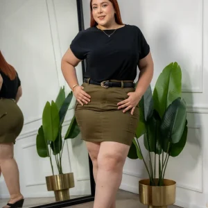 Falda Tipo Cargo Curvy Olivo