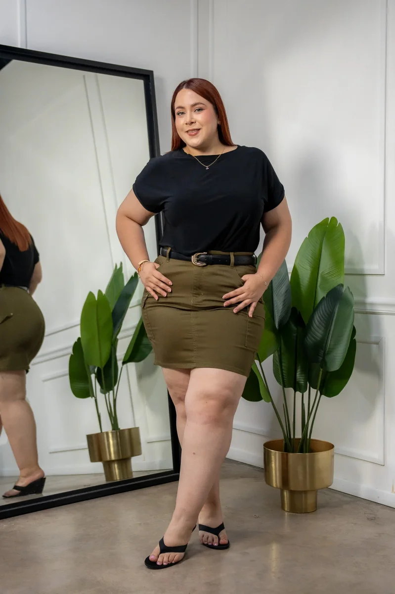 Falda Tipo Cargo Curvy Olivo - Imagen 2