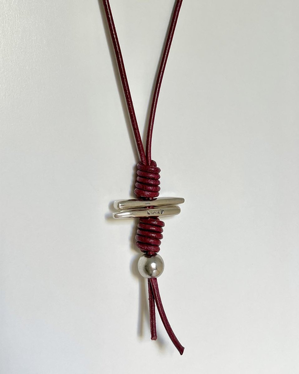 Collar largo cordón cuero Nudos - Imagen 3