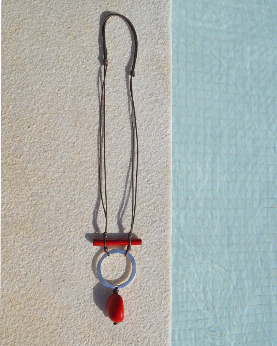 Collar largo tagua metal y madera - Imagen 4