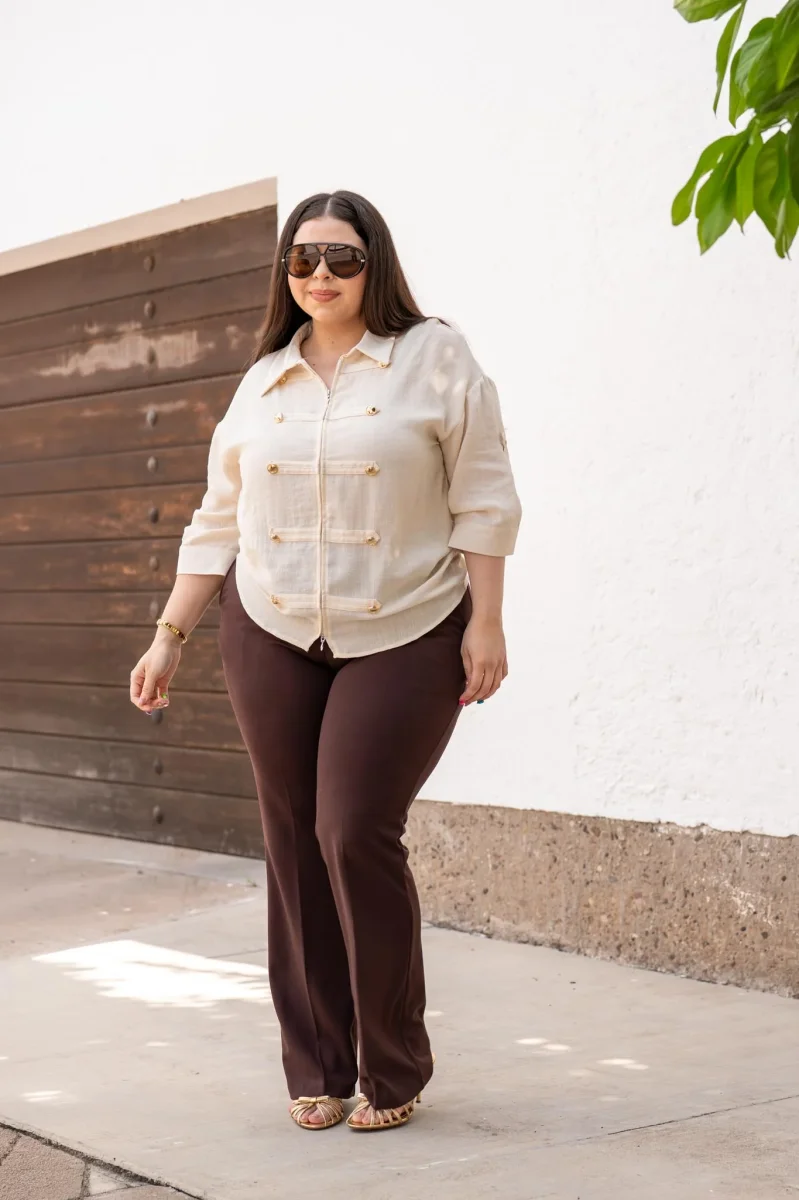Pantalón Vestir con Bolsa Curvy Moka - Imagen 4