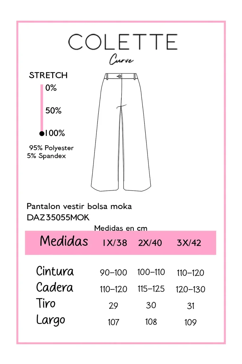 Pantalón Vestir con Bolsa Curvy Moka - Imagen 3
