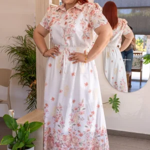 Set Curvy Blusa y Falda Maxi Floral Print Romántico Ivory