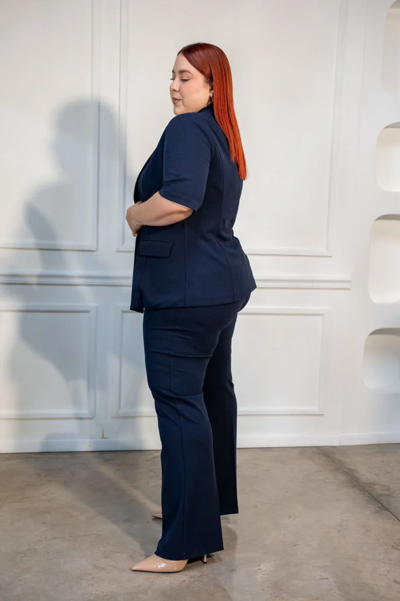 Set Pantalón con Blazer Liso Formal Curvy Navy - Imagen 4