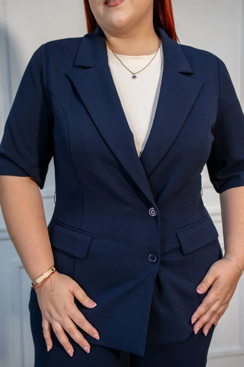 Set Pantalón con Blazer Liso Formal Curvy Navy - Imagen 6