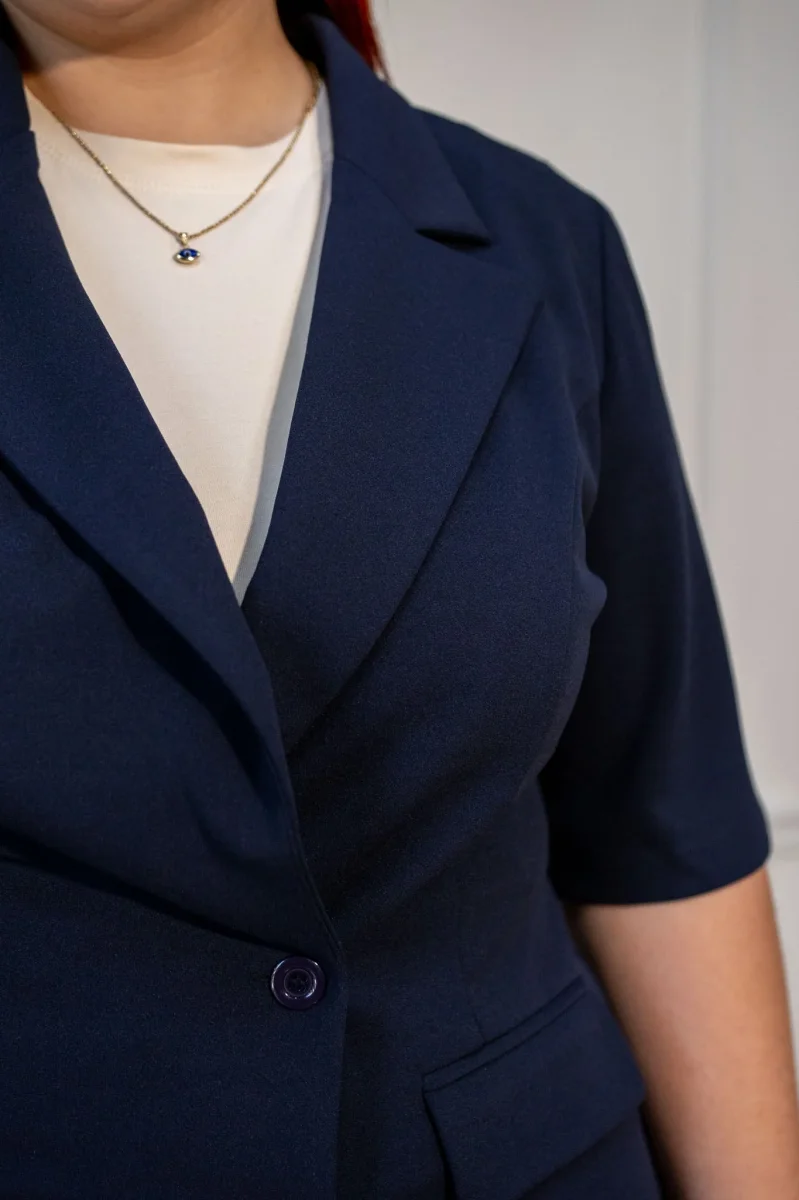 Set Pantalón con Blazer Liso Formal Curvy Navy - Imagen 7