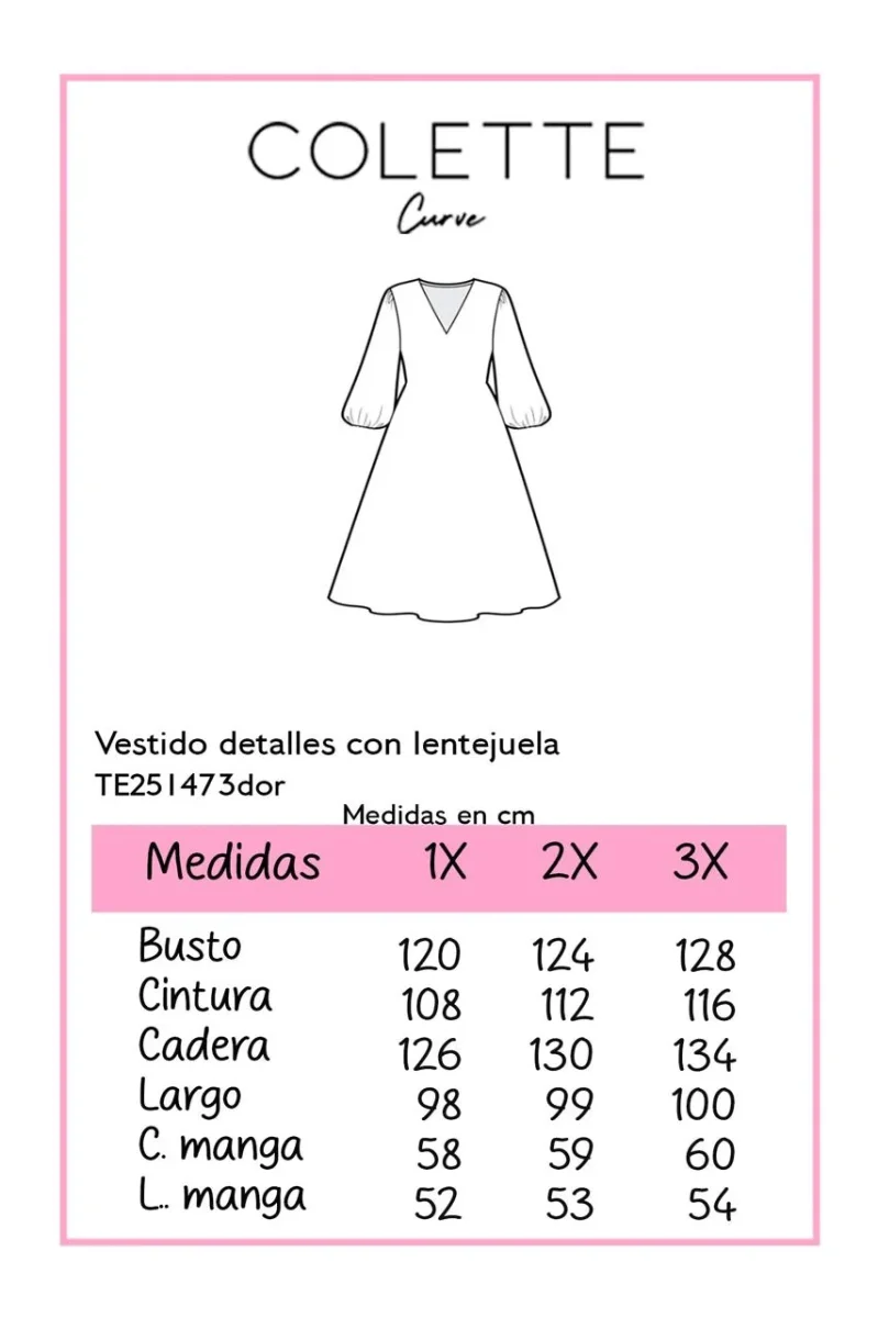 Vestido Curvy Detalle Lentejuela en Manga Beige Statement - Imagen 3