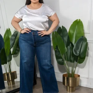 Blusa Curvy Satín Polka Dots Ivory