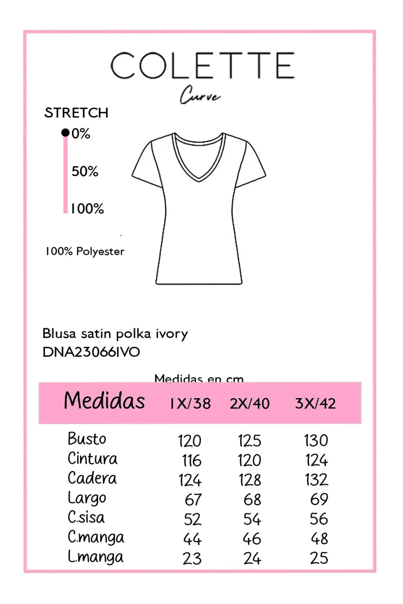 Blusa Curvy Satín Polka Dots Ivory - Imagen 3