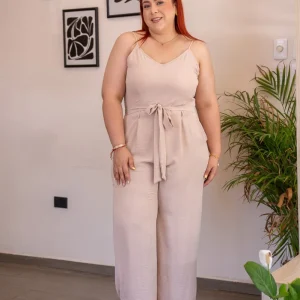 Palazzo Curvy Crepé Cintura Elástica Wide Leg Nude