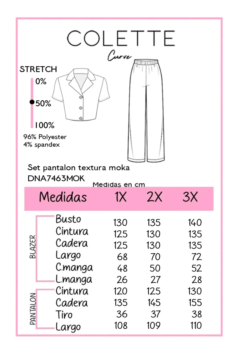 Set Camisa Cropped y Pantalón Textura Curvy Moka - Imagen 3