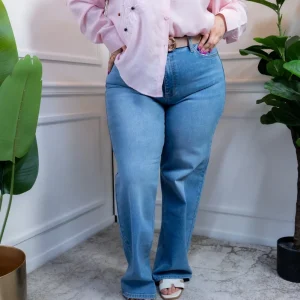 Jeans Curvy Wide Leg Claros Estiliza Figura Comodidad Real