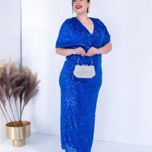 Vestido Curvy Lentejuela Azul Fiesta Brillo