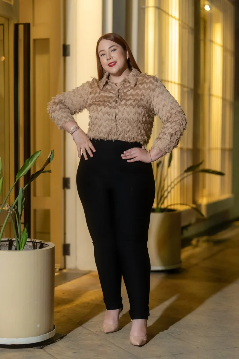 Camisa Curvy con Barbas Negra y Beige - Imagen 8
