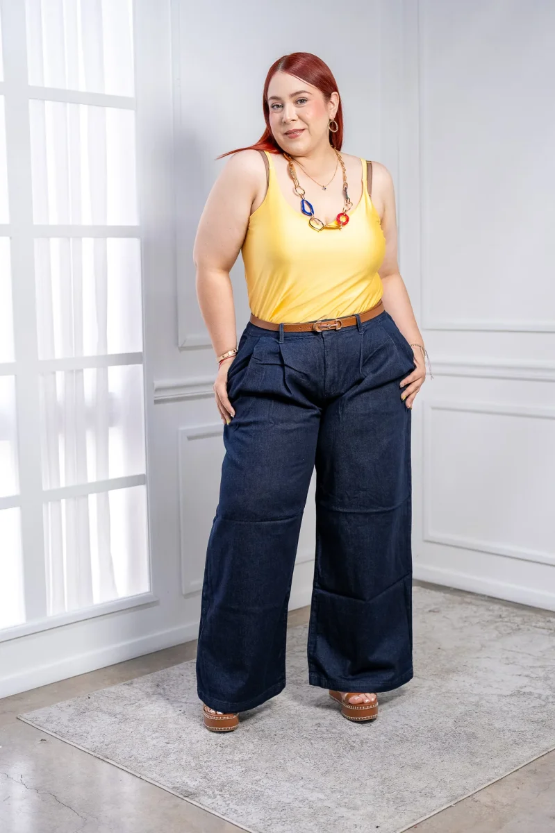Jeans Wide Leg Curvy de Mezclilla con Pinzas | Denim de Pierna Ancha - Imagen 4