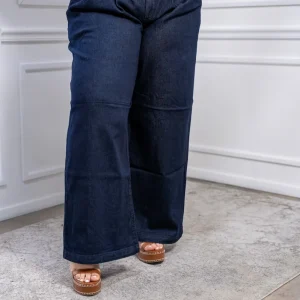 Jeans Wide Leg Curvy de Mezclilla con Pinzas | Denim de Pierna Ancha