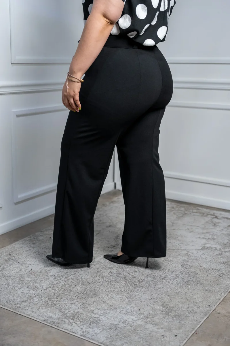 Pantalón Curvy Vestir Negro Tiro Alto con Cinturón a Juego - Imagen 5