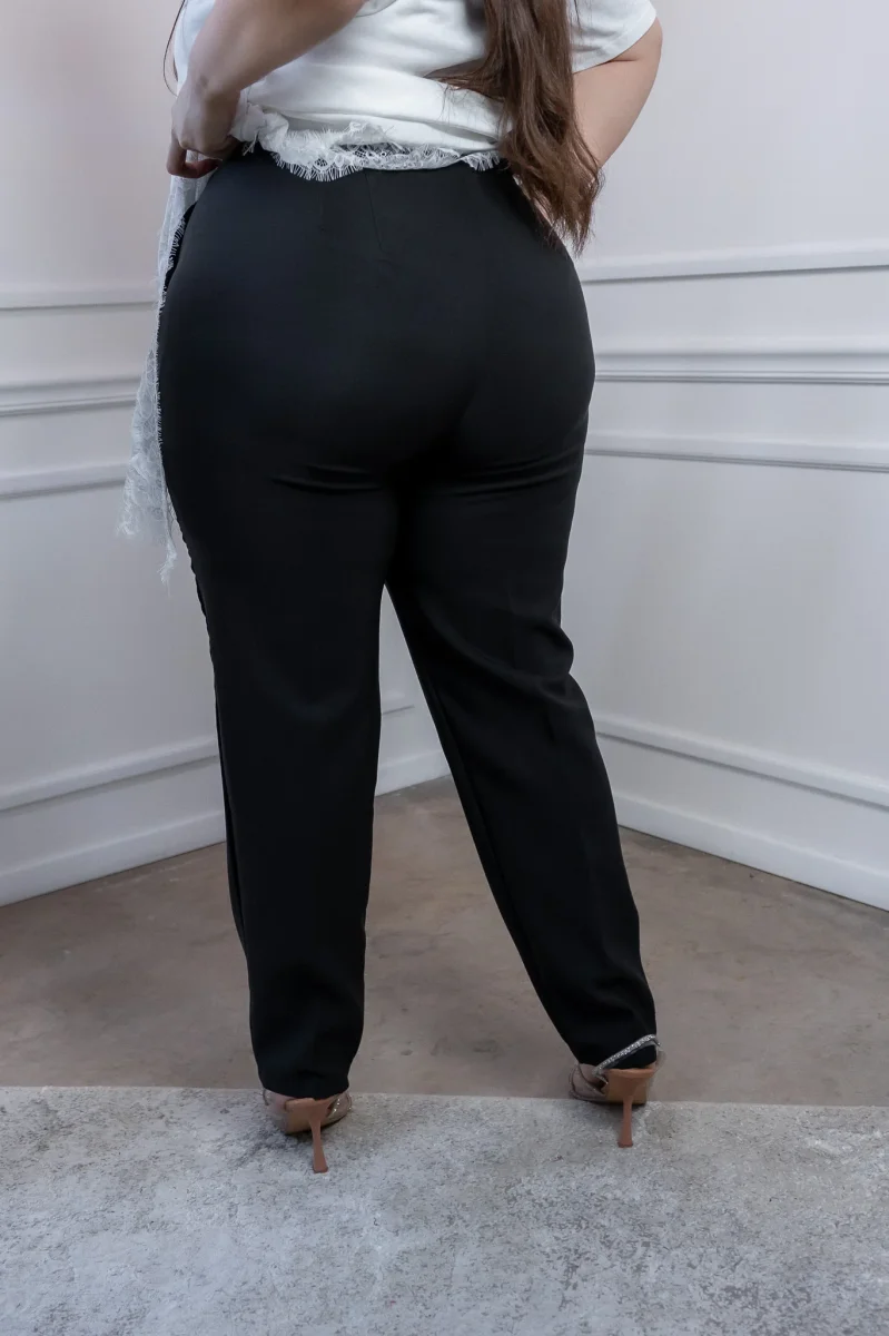 Pantalón Curvy Tipo Zara Negro Tiro Alto con Pinzas Estiliza - Imagen 6